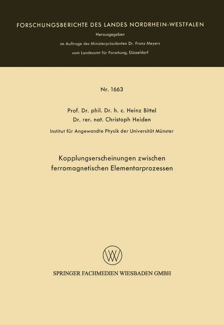 Kopplungserscheinungen zwischen ferromagnetischen Elementarprozessen 1