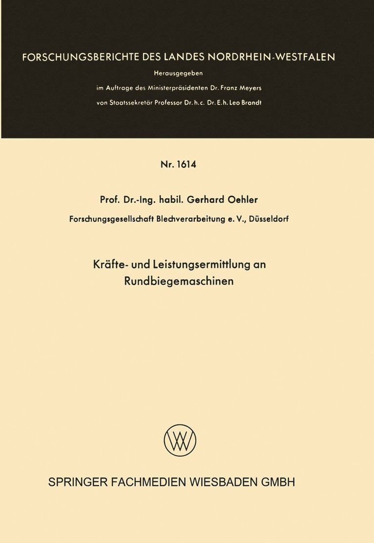 Gerhard Oehler - Kräfte- und Leistungsermittlung an Rundbiegemaschinen, Häftad
