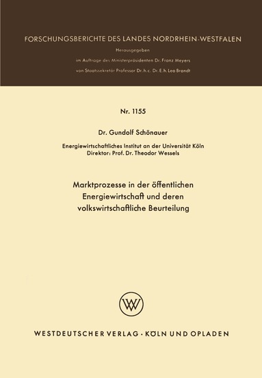 Gundolf Schönauer - Marktprozesse in der öffentlichen Energiewirtschaft und deren volkswirtschaftliche Beurteilung, Häftad