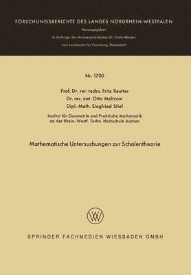 bokomslag Mathematische Untersuchungen zur Schalentheorie