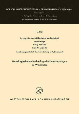 bokomslag Metallurgische und technologische Untersuchungen an Weichloten