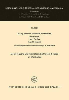 bokomslag Metallurgische und technologische Untersuchungen an Weichloten