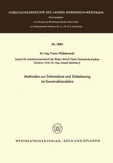 Franz Hildebrandt - Methoden zur Zeitanalyse und Zeitplanung im Konstruktionsbüro, Häftad