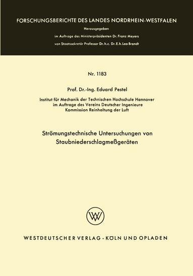 Eduard Pestel - Strömungstechnische Untersuchungen von Staubniederschlagsmeßgeräten, Häftad