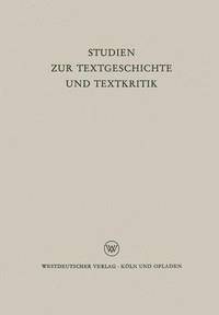 bokomslag Studien Zur Textgeschichte Und Textkritik