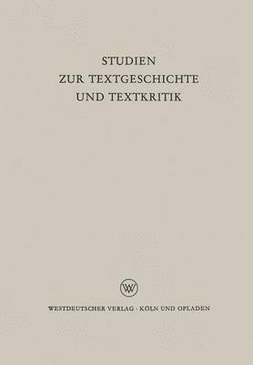 bokomslag Studien Zur Textgeschichte Und Textkritik