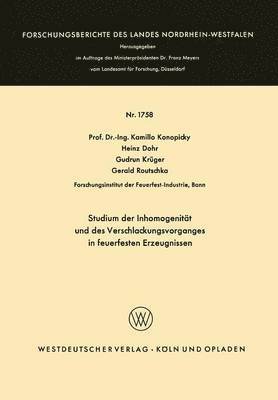 Studium der Inhomogenitt und des Verschlackungsvorganges in feuerfesten Erzeugnissen 1