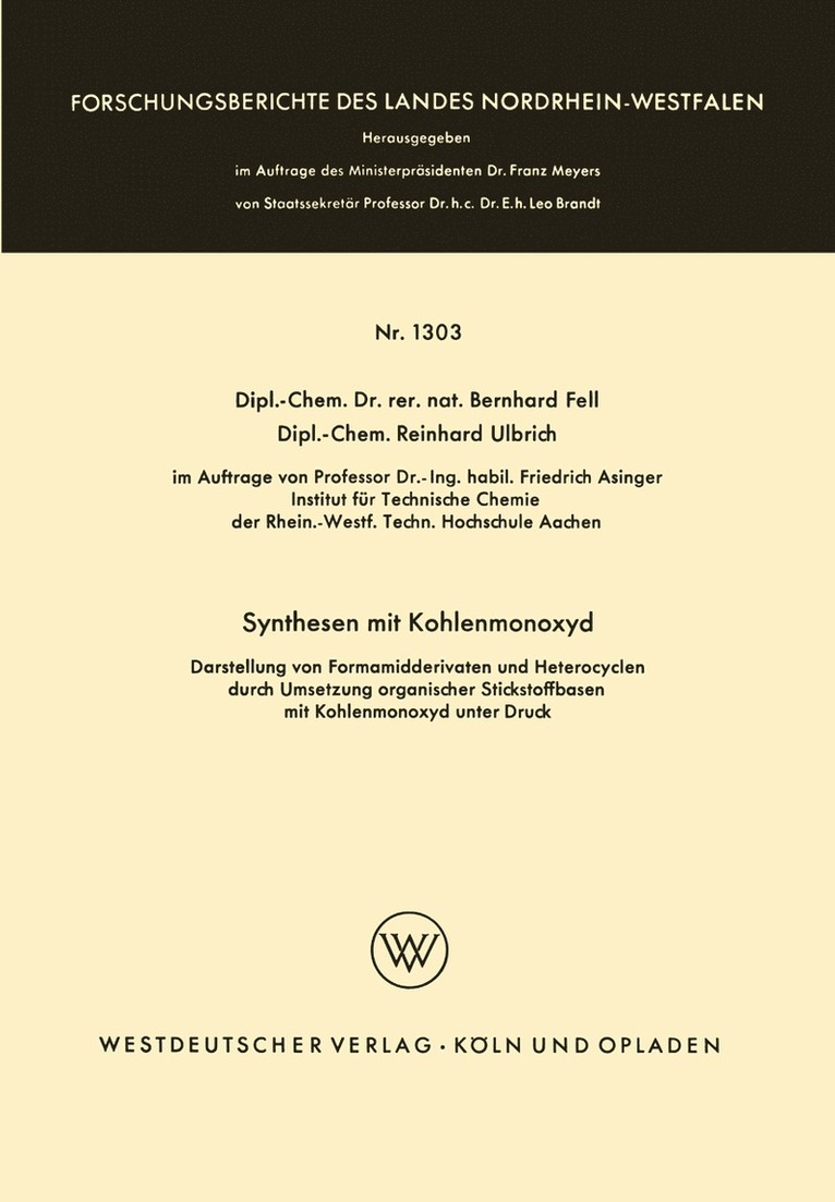 Synthesen mit Kohlenmonoxyd