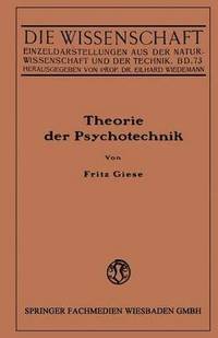bokomslag Theorie der Psychotechnik
