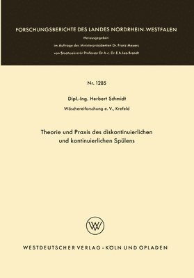 bokomslag Theorie und Praxis des diskontinuierlichen und kontinuierlichen Spülens