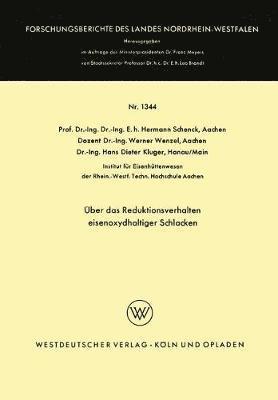 bokomslag Über Das Reduktionsverhalten Eisenoxydhaltiger Schlacken
