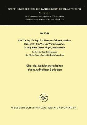 UEber das Reduktionsverhalten eisenoxydhaltiger Schlacken 1