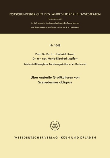 Heinrich Kraut - Über unsterile Großkulturen von Scenedesmus obliquus, Häftad