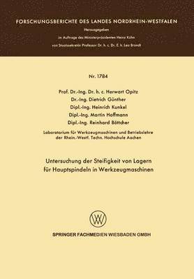 bokomslag Untersuchung der Steifigkeit von Lagern fr Hauptspindeln in Werkzeugmaschinen