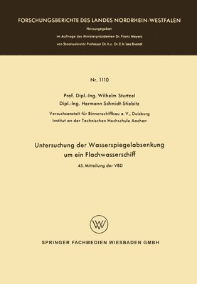 Wilhelm Sturtzel - Untersuchung der Wasserspiegelabsenkung um ein Flachwasserschiff, Häftad