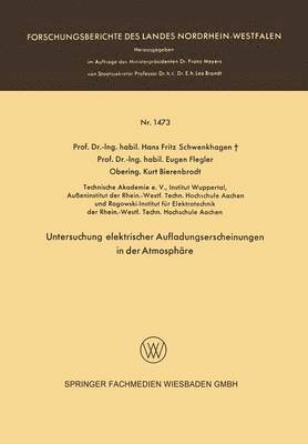 bokomslag Untersuchung elektrischer Aufladungserscheinungen in der Atmosphre