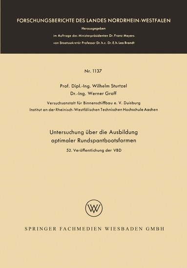 Wilhelm Sturtzel - Untersuchung über die Ausbildung optimaler Rundspantbootsformen, Häftad
