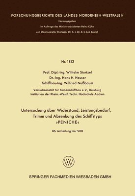 Untersuchung über Widerstand, Leistungsbedarf, Trimm und Absenkung des Schiffstyps