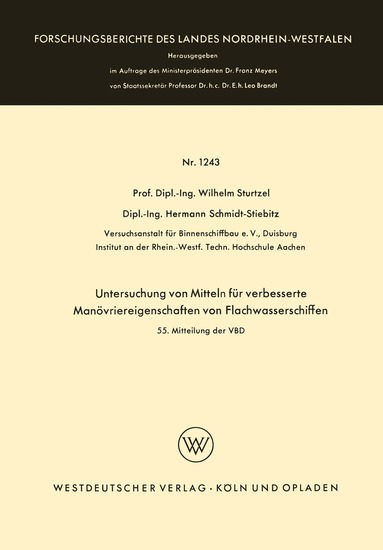 Wilhelm Sturtzel - Untersuchung von Mitteln für verbesserte Manövriereigenschaften von Flachwasserschiffen, Häftad