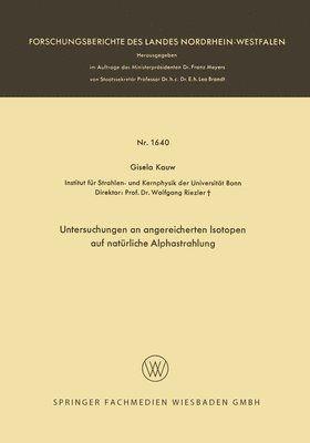bokomslag Untersuchungen an angereicherten Isotopen auf natürliche Alphastrahlung