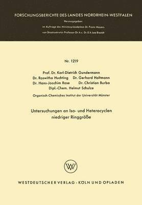 bokomslag Untersuchungen an Iso- und Heterocyclen niedriger Ringgre