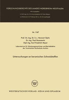bokomslag Untersuchungen an keramischen Schneidstoffen