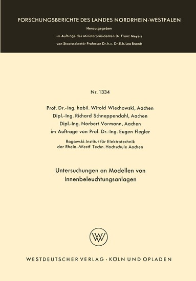 Witold Wiechowski - Untersuchungen an Modellen von Innenbeleuchtungsanlagen, Häftad