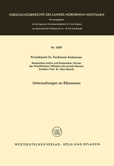 Ferdinand Amelunxen - Untersuchungen an Ribosomen, Häftad