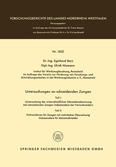 Eginhard Barz - Untersuchungen an schneidenden Zangen, Häftad