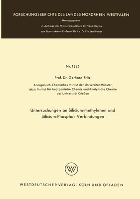 bokomslag Untersuchungen an Silicium-methylenen und Silicium-Phosphor-Verbindungen