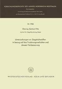 bokomslag Untersuchungen an Ziegelrohstoffen in bezug auf das Trocknungsverhalten und dessen Verbesserung