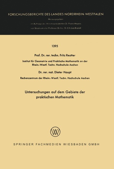 bokomslag Untersuchungen auf dem Gebiete der praktischen Mathematik