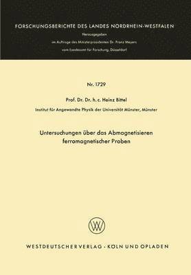 bokomslag Untersuchungen ber das Abmagnetisieren ferromagnetischer Proben