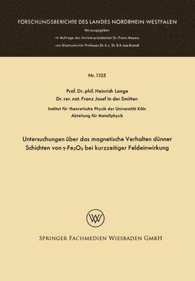 bokomslag Untersuchungen ber das magnetische Verhalten dnner Schichten von -Fe2O3 bei kurzzeitiger Feldeinwirkung