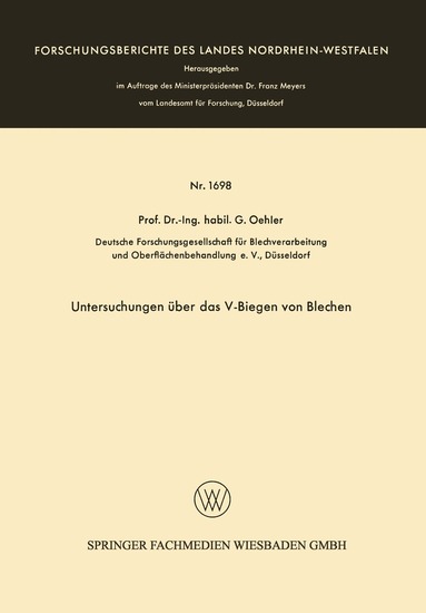 Gerhard Oehler - Untersuchungen über das V-Biegen von Blechen, Häftad