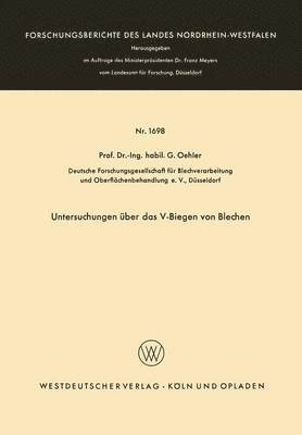 Gerhard Oehler - Untersuchungen über das V-Biegen von Blechen, Häftad