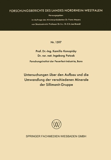 Kamillo Konopicky - Untersuchungen über den Aufbau und die Umwandlung der verschiedenen Minerale der Sillimanit-Gruppe, Häftad