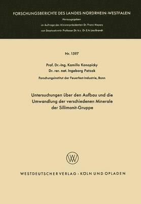 bokomslag Untersuchungen ber den Aufbau und die Umwandlung der verschiedenen Minerale der Sillimanit-Gruppe