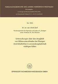 bokomslag Untersuchungen ber den Ausgleich von Hhenunterschieden bei flssigen Anstrichschichten in anwendungstechnisch wichtigen Fllen