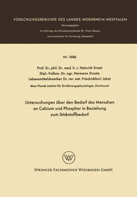 bokomslag Untersuchungen ber den Bedarf des Menschen an Calcium und Phosphor in Beziehung zum Stickstoffbedarf