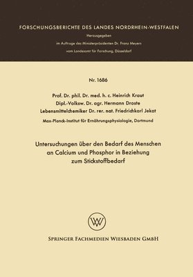 bokomslag Untersuchungen ber den Bedarf des Menschen an Calcium und Phosphor in Beziehung zum Stickstoffbedarf