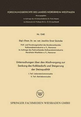 bokomslag Untersuchungen ber den Mischvorgang zur Senkung des Kalkbedarfs und Steigerung der Steinqualitt