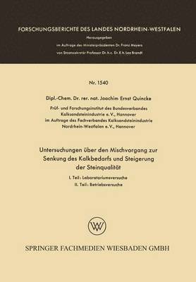 bokomslag Untersuchungen über den Mischvorgang zur Senkung des Kalkbedarfs und Steigerung der Steinqualität