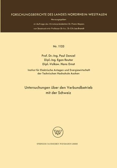 Paul Denzel - Untersuchungen über den Verbundbetrieb mit der Schweiz, Häftad