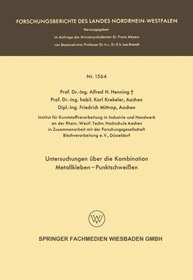 bokomslag Untersuchungen ber die Kombination Metallkleben - Punktschweien