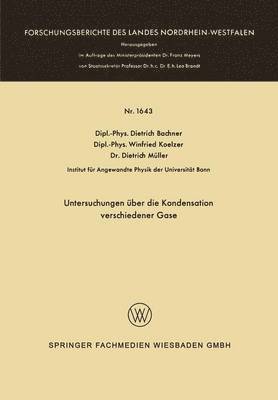 bokomslag Untersuchungen über die Kondensation verschiedener Gase