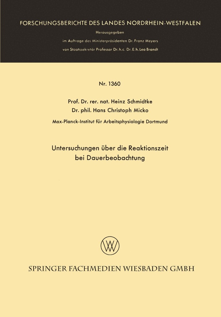 Untersuchungen über die Reaktionszeit bei Dauerbeobachtung