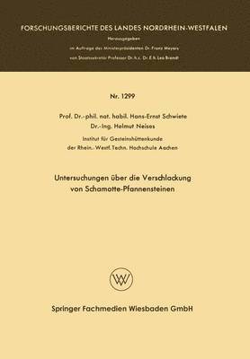 Hans-Ernst Schwiete - Untersuchungen über die Verschlackung von Schamotte-Pfannensteinen, Häftad
