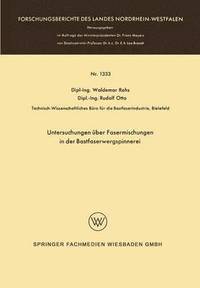 bokomslag Untersuchungen ber Fasermischungen in der Bastfaserwergspinnerei