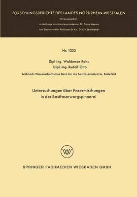 bokomslag Untersuchungen ber Fasermischungen in der Bastfaserwergspinnerei